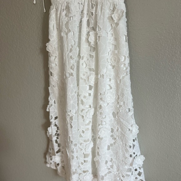 Flourishing Blossoms White 3D Floral Backless Midi Dress - Picture 11 of 11